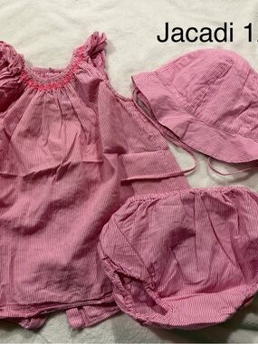 Jacadi Pink and White Striped Toddler 3-Piece Set